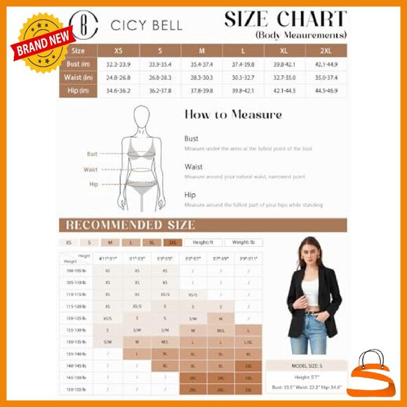 Womens Slim Fit Blazer Open Front Work Office Casual Jacket - Picture 7 of 8